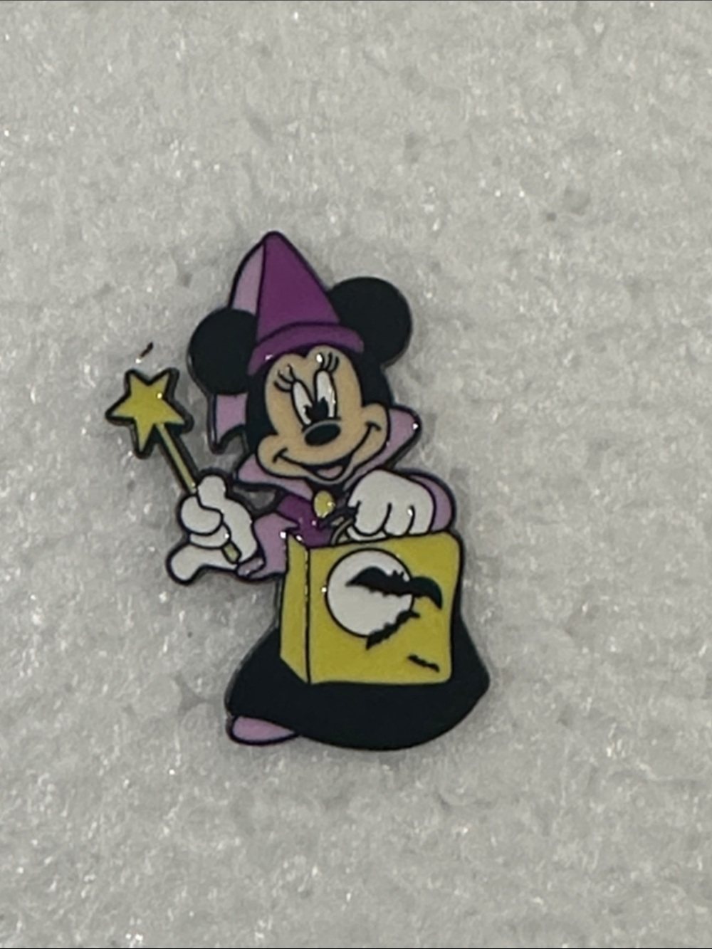 Disney Minnie Mouse Witch Trick-or-Treat Enamel Pin in Purple and Yellow